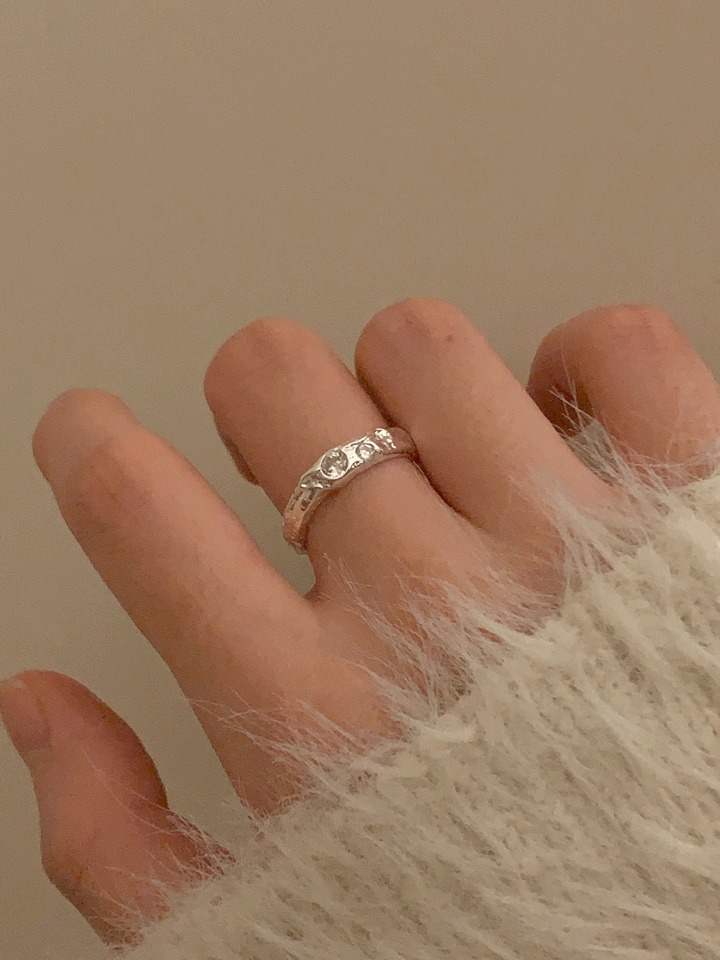 [silver 925] dented cubic free ring